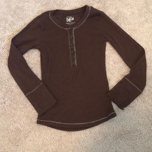 Justice brown long sleeve shirt, Size 8
